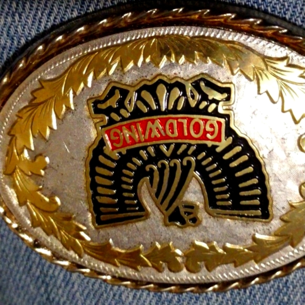 Ladies GOLDWING MOTORCYCLE BELT BUCKLE-Gold/Silver - Picture 8 of 8